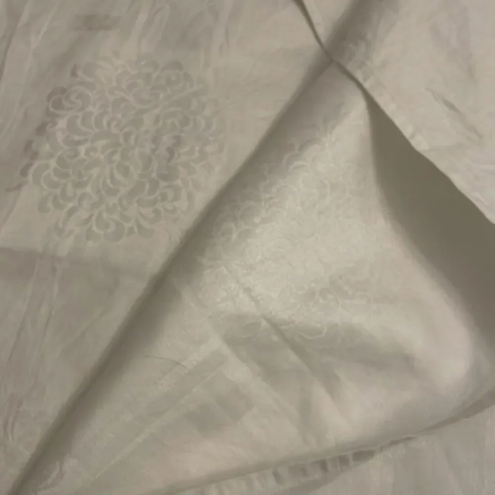 White Tablecloth Cotton Damask Formal Rectangle 69X64 Inches Holiday Tablescape